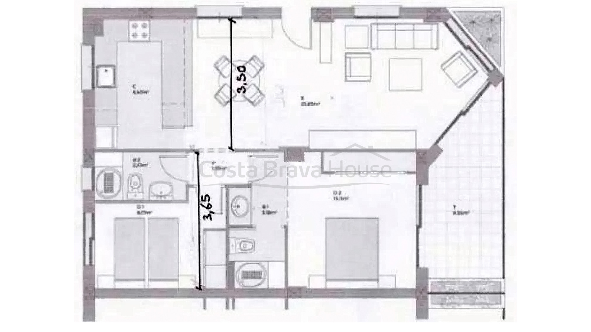 Ático con terraza, vistas al mar y licencia turística en venta en Begur
