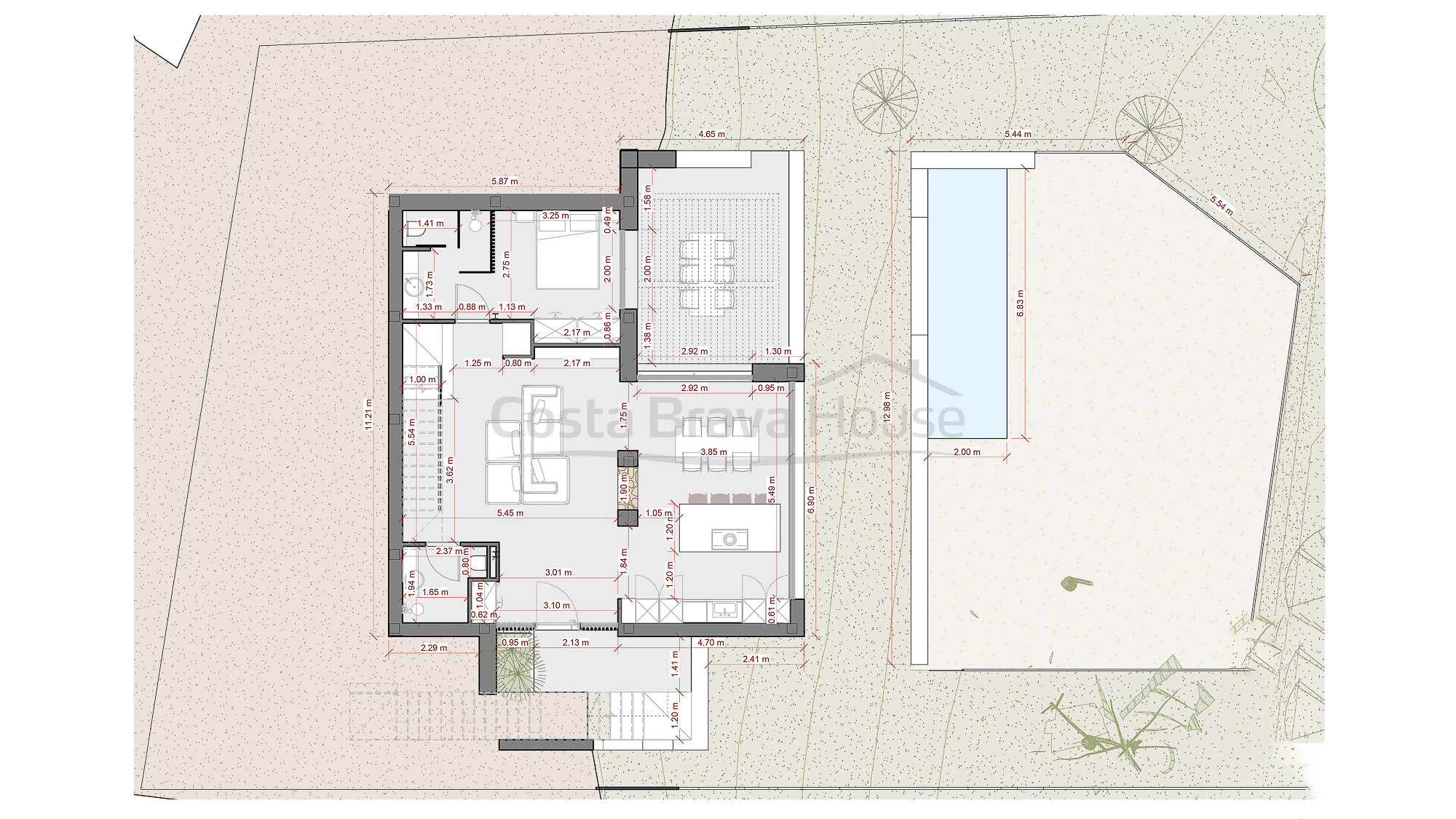 villa moderna en venta en Sa Riera Begur con piscina y vistas al mar