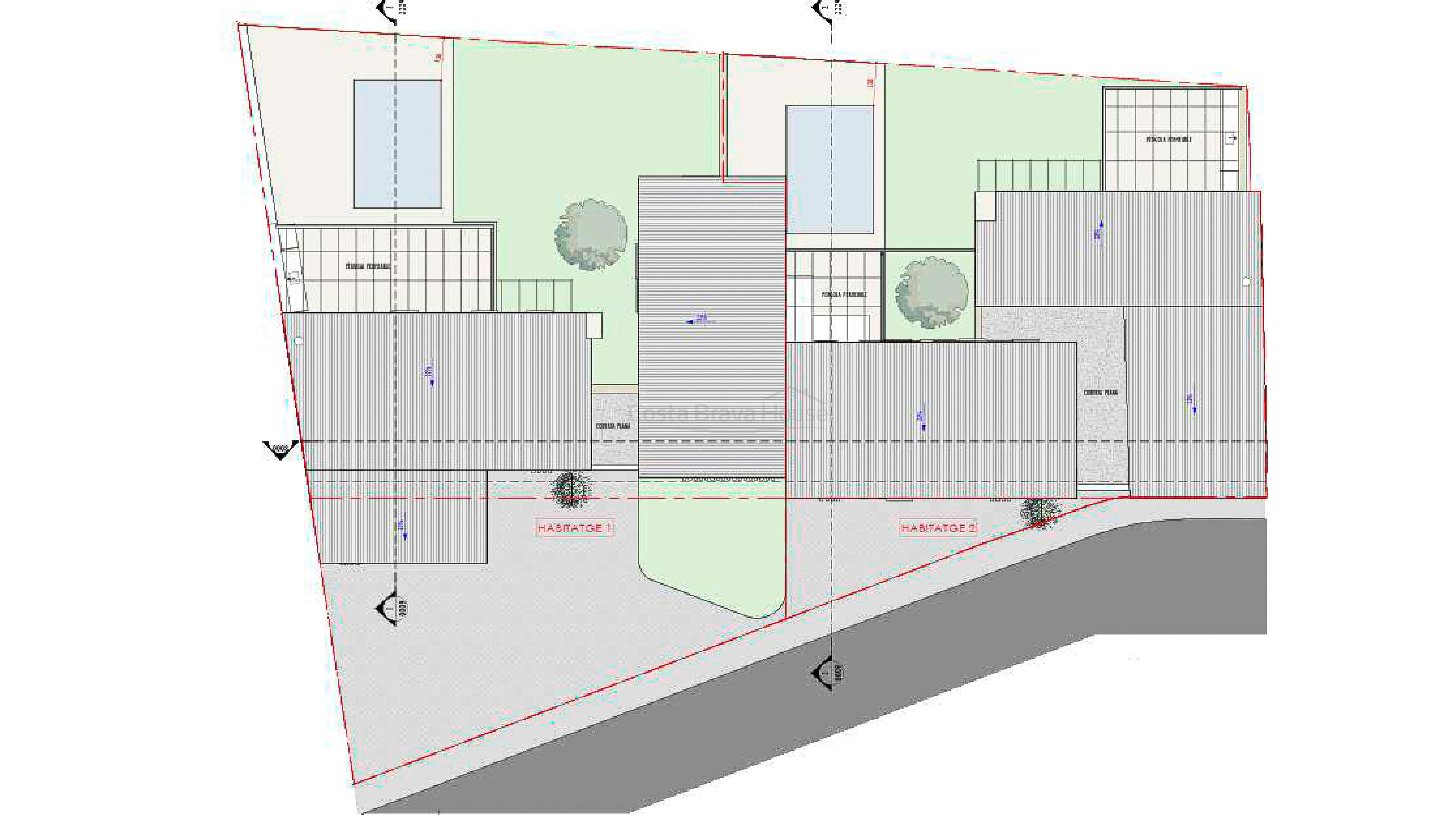 Moderne twee-onder-een-kapwoning in Pals met privézwembad, terras en eigentijds design