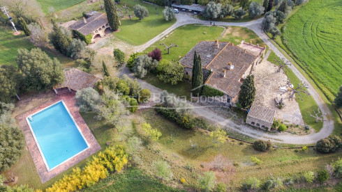 Stately 17th century Catalan country house for sale in Cruilles with 19 ha of land and outbuildings