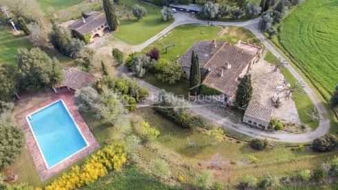 Stately 17th century Catalan country house for sale in Cruilles with 19 ha of land and outbuildings