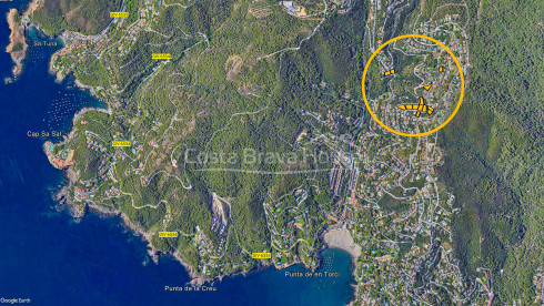Percelen te koop in Begur, in de omgeving van "Es Valls". Diverse afmetingen, oriëntaties en prijzen.