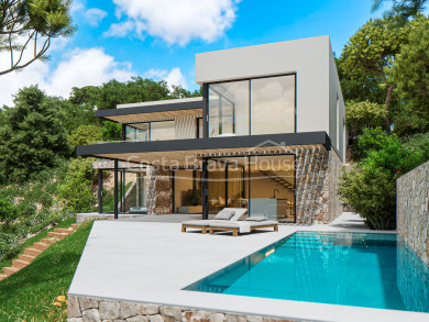 New-build villa in Sa Riera with sea views and private pool, delivery scheduled for 2026