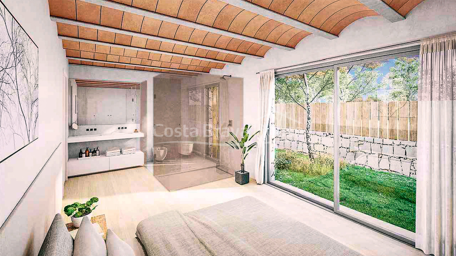 Nieuwgebouwd huis in Regencós in eigentijdse rustieke stijl, met tuin en zwembad