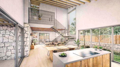 Casa d’obra nova a Regencós d’estil rústic contemporani amb jardí i piscina