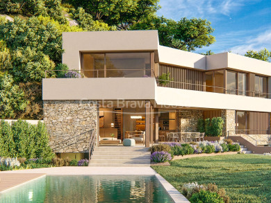 Vila d'obra nova en venda a Sa Riera Begur amb piscina infinity, vistes al mar, 4 dormitoris i garatge doble