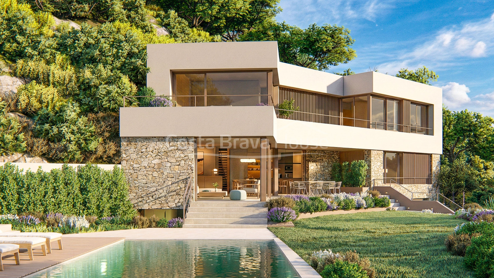 Moderne villa in Sa Riera, Begur, met infinity pool en panoramisch zeezicht