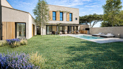 Moderne twee-onder-een-kapwoning in Pals met privézwembad, terras en eigentijds design