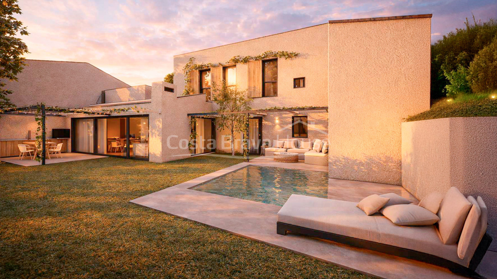 Maison mitoyenne moderne à Pals avec piscine privée, terrasse et design contemporain