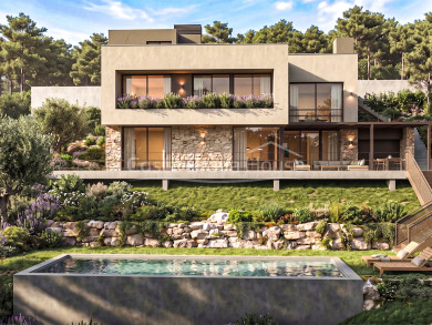 Casa contemporánea de obra nueva en Sa Riera, Begur, con piscina desbordante a 7 minutos a pie de la playa