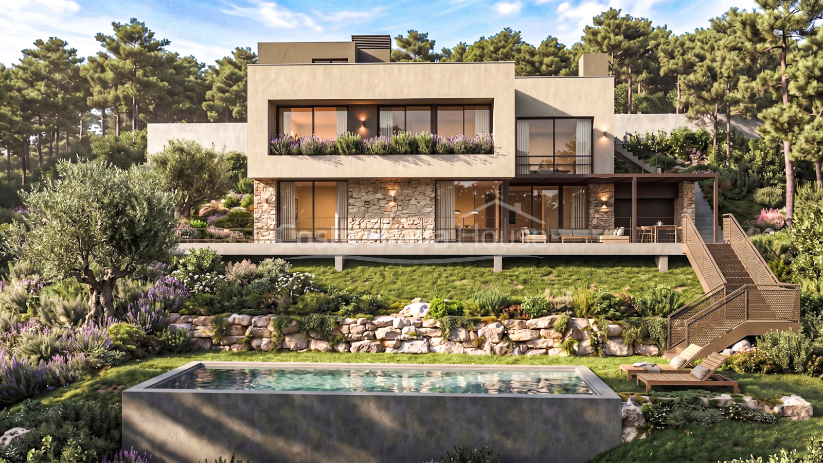 Casa d’obra nova a Sa Riera, Begur, amb piscina desbordant i a 7 minuts a peu de la platja