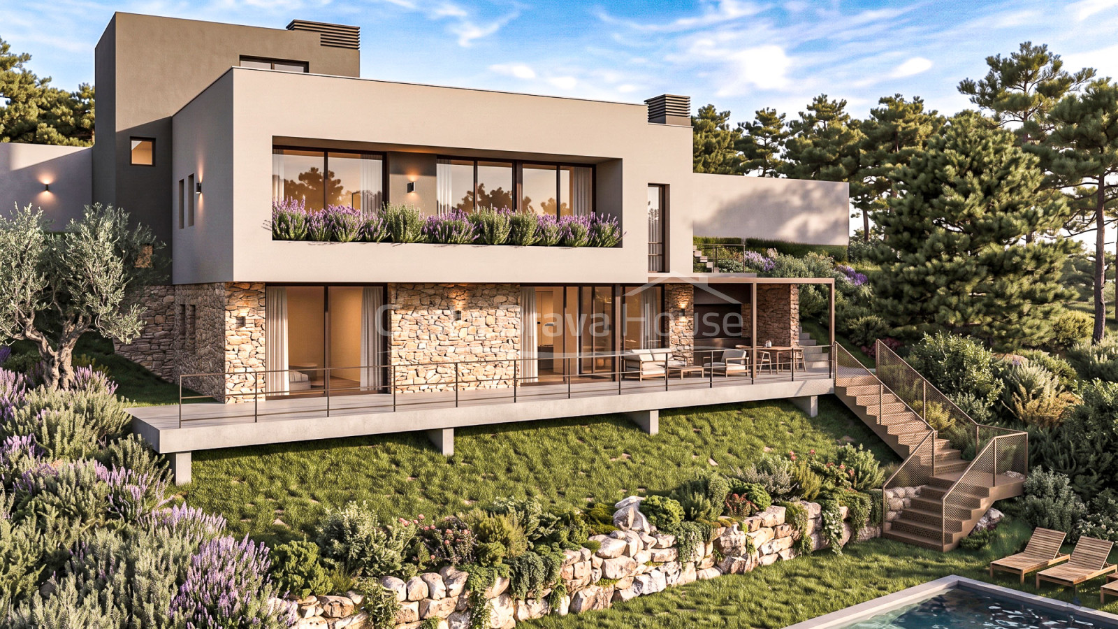 Nieuwbouwwoning in Sa Riera, Begur, met infinity pool op 7 minuten lopen van het strand