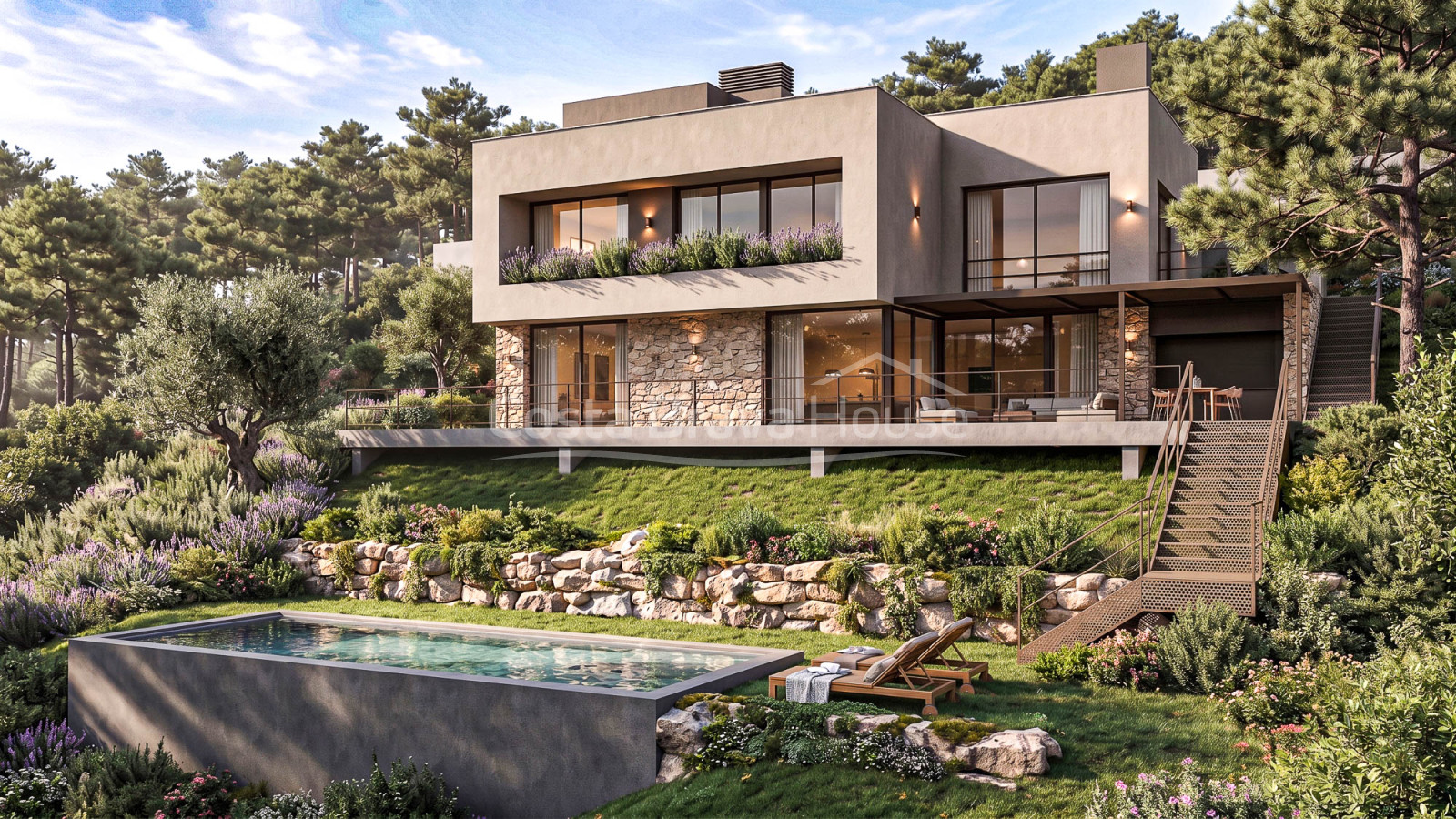 Nieuwbouwwoning in Sa Riera, Begur, met infinity pool op 7 minuten lopen van het strand