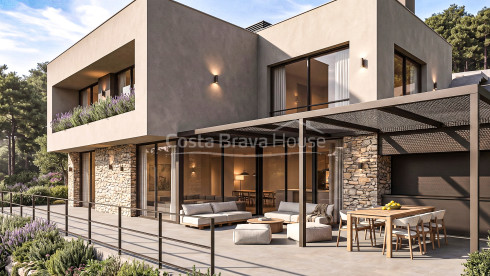 Casa de obra nueva en Sa Riera, Begur, con piscina desbordante y a 7 minutos a pie de la playa