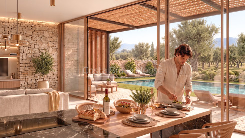 Casa Passivhaus de obra nueva con piscina privada, jardín y porche cubierto en Platja de Pals