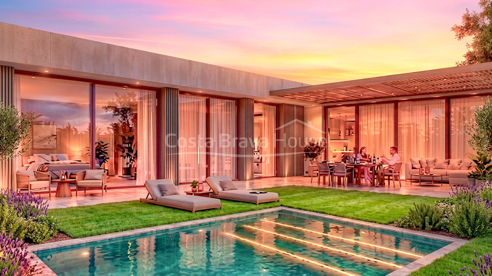 Maison neuve Passivhaus avec piscine privée, jardin et porche couvert à Platja de Pals